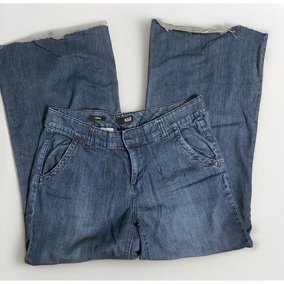 A.N.A. A New Approach Woman Dark Rinse 14W SHORT Wide‎ Leg Jeans Raw Hem At 31” - Picture 1 of 6